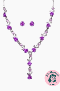 Smykkesæt, lilla roser