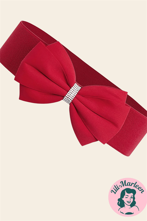"Miss Ruby" – Rød Elastikbælte med Sløjfe (str. M–2XL)