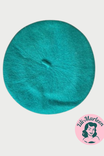 Beret, grøn (Tropical Rainforest) - lækker vintageinspireret filt beret