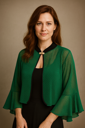 Bolero/cardigan - chiffon - grøn med små polka prikker