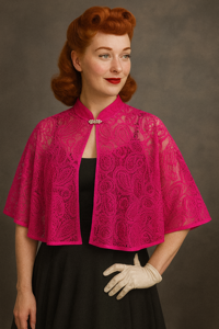 Bolero/cardigan - blondeslag med lille diamant lukning - pink