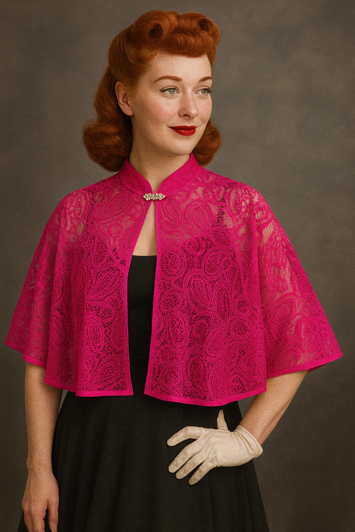 Bolero/cardigan - blondeslag med lille diamant lukning - pink