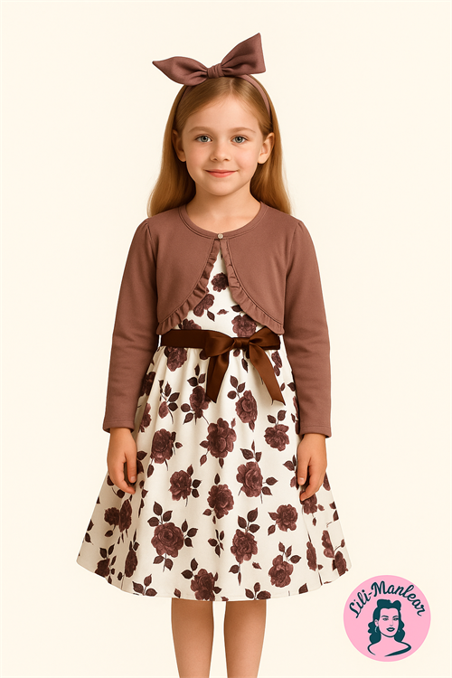 Børne swing kjole, Mini Miss Lillian, chokolade