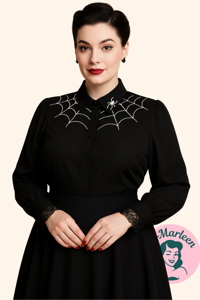 Dark-side - Halloween: Inga skjorte, sort med edderkopper