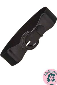 Bredt elastisk lakbælte, sort mat