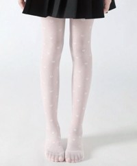 Søde nylon strømpebukser, hvide - med små hjerter – perfekt til prinsesseben