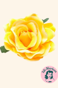 Hårrose/Stofrose på Hårklips/brochepin, gul 