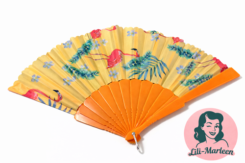 Miss Flamingo Honey – Gul Vifte med Flamingo & Tropisk Print