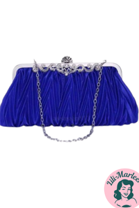 Festtaske Ea – Kongeblå Satin med Elegant Rhinestone-detalje