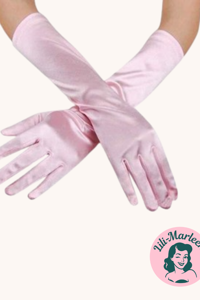 Lange satin handsker, lyserøde