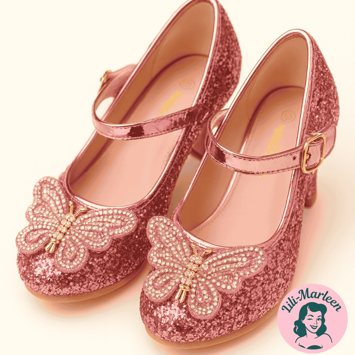 Børnefestsko Alberte Pink med Sommerfugldetalje