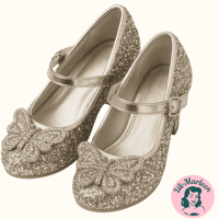 Børnefestsko Alberte Sølv med Sommerfugldetalje