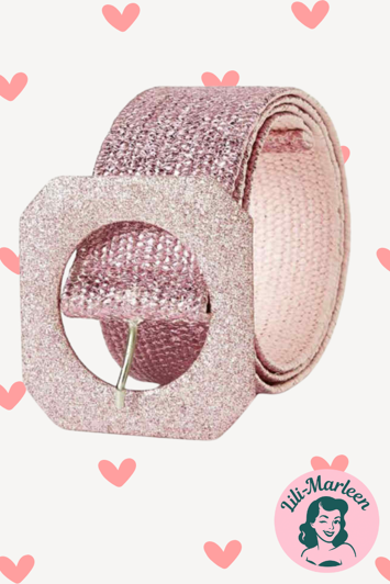 Miss Glitterbomb – Lyserødt Glimmerbælte med Retrospænde