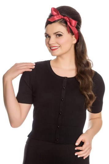 Cardigan, Wendi - sort; med korte ærmer