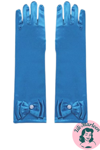 Børnefest handsker i satin, frostblå 