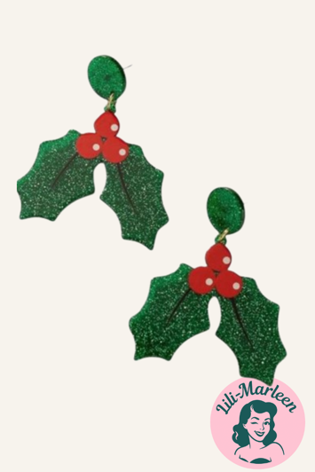 Hængeøreringe; dobbelt kristtjørn, store