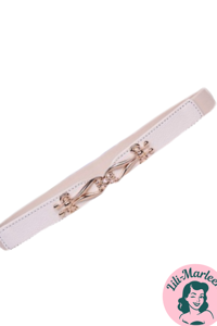 Smalt elastisk bælte med guld spænde, creme