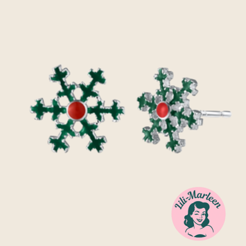 Øreringe - Søde små snefnug, grøn