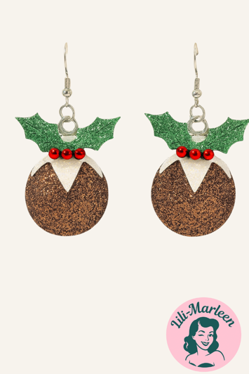 Juleøreringe; Julekugler - kaffe med kristtjørn