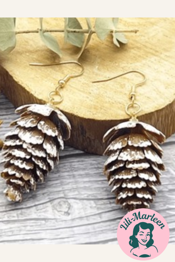 Hængeøreringe; julekogler med sne