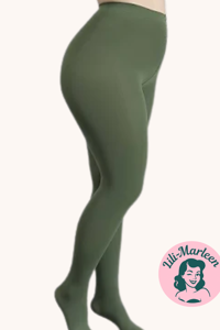 Farvede strømpebukser: - Støvet grøn 
