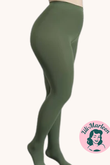 Farvede strømpebukser: - Støvet grøn 