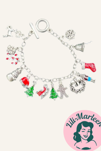 Armbånd: Julearmbånd med søde julecharms, sølv