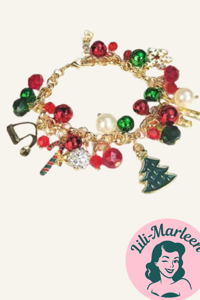 Armbånd: Julearmbånd med søde julecharms, guld