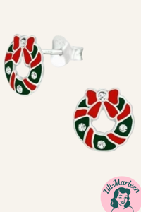 Juleøreringe 925 sølv; Søde små julekranse