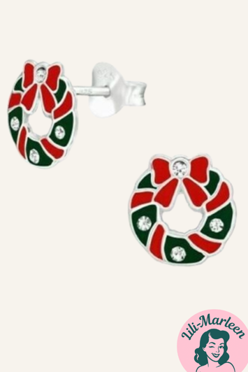 Juleøreringe 925 sølv; Søde små julekranse