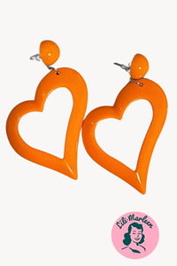  Øreringe - Vilde hjerter - skønne hjerteøreringe, orange
