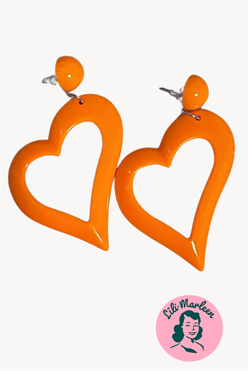  Øreringe - Vilde hjerter - skønne hjerteøreringe, orange