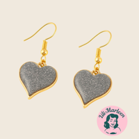 Øreringe - hængeøreringe med hjerter, sølv