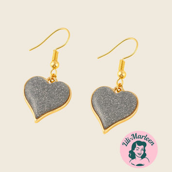 Øreringe - hængeøreringe med hjerter, sølv