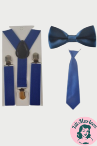 Børne seler og butterfly og slips, mellemblå