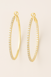 Øreringe - hoops øreringe, guld med et væld af sten