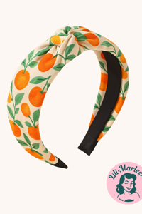 Citrus Charm – Hårbøjle med knude og friske appelsiner