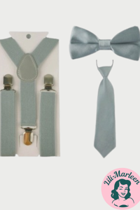 Børne seler og butterfly og slips, sølvgrå 