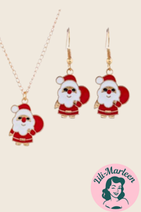 Julesmykkesæt: Halskæde og øreringe med julemanden