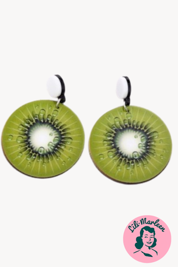 Øreringe -  store hængeøreringe - kiwi