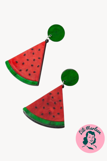 Miss Watermelon – Store Vandmelon-Øreringe med glans