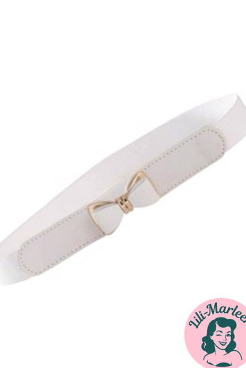 Smalt Elastisk Bælte med Sløjfe - hvidt 