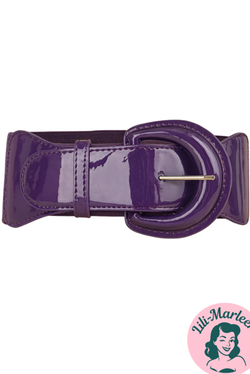 Bredt elastisk lakbælte, lilla