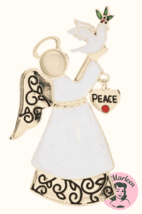 Broche – Angel of Peace – Engel med due og hjertevedhæng
