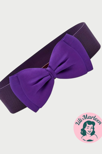 Bredt elastisk bælte med satin sløjfe, lilla