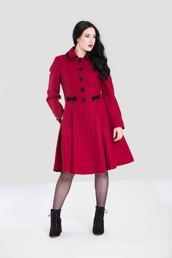 Vinter frakke: Olivia coat, rød - sød vinterfrakke med sløjfer