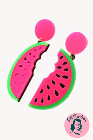 Øreringe - store vandmeloner, pink