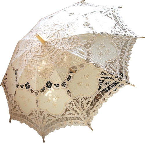 Sol paraply/Brude parasol, Ivory/creme - mellem størrelse 