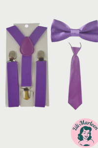 Børne seler og butterfly og slips, lilla 