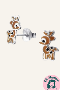 Juleøreringe 925 sølv; Søde øreringe med Bambi 